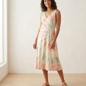 Pact Tie Dye Organic cotton Far Out sleeveless V neck pockets midi dress XS
